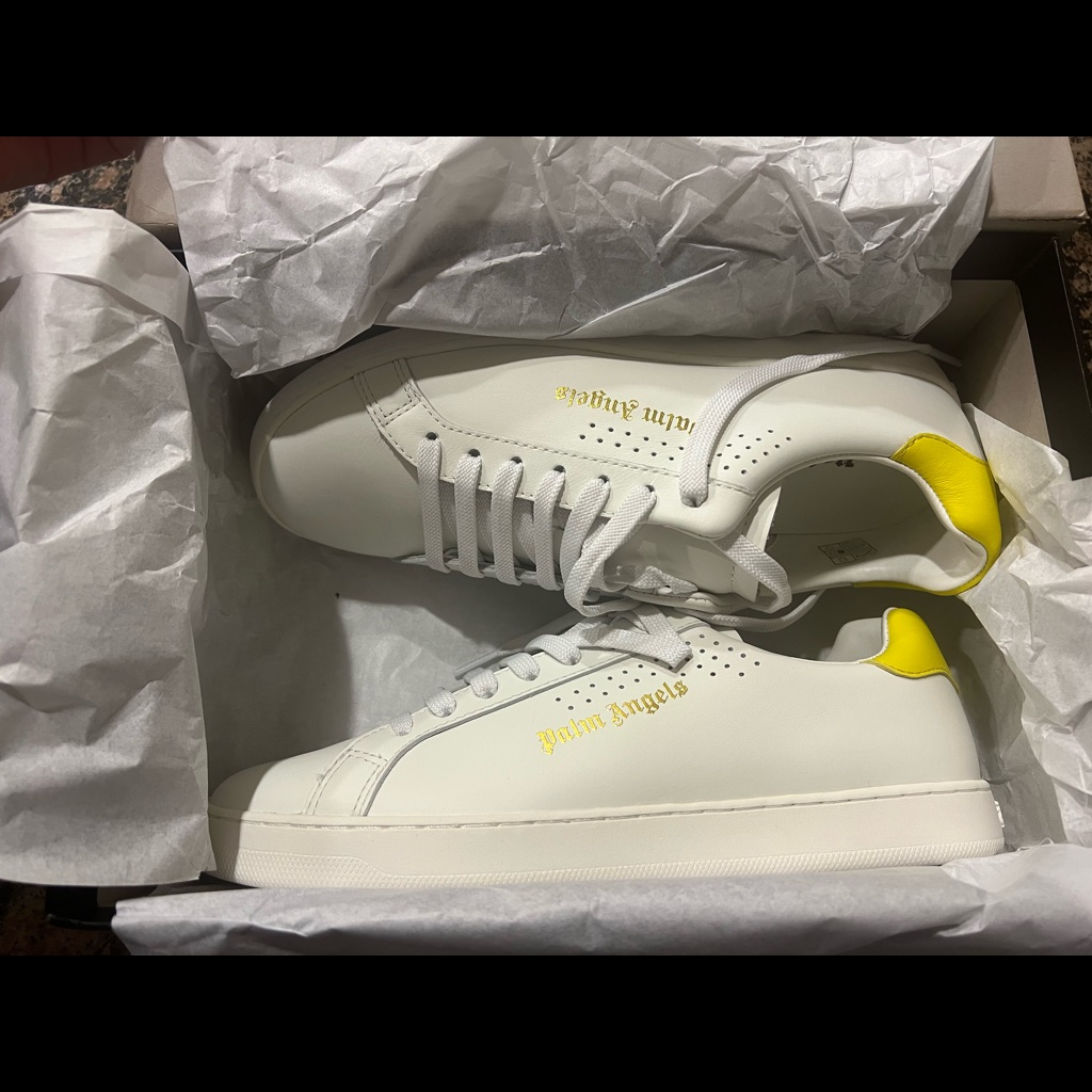 Palm Angels Leather Tennis Sneakers Yellow